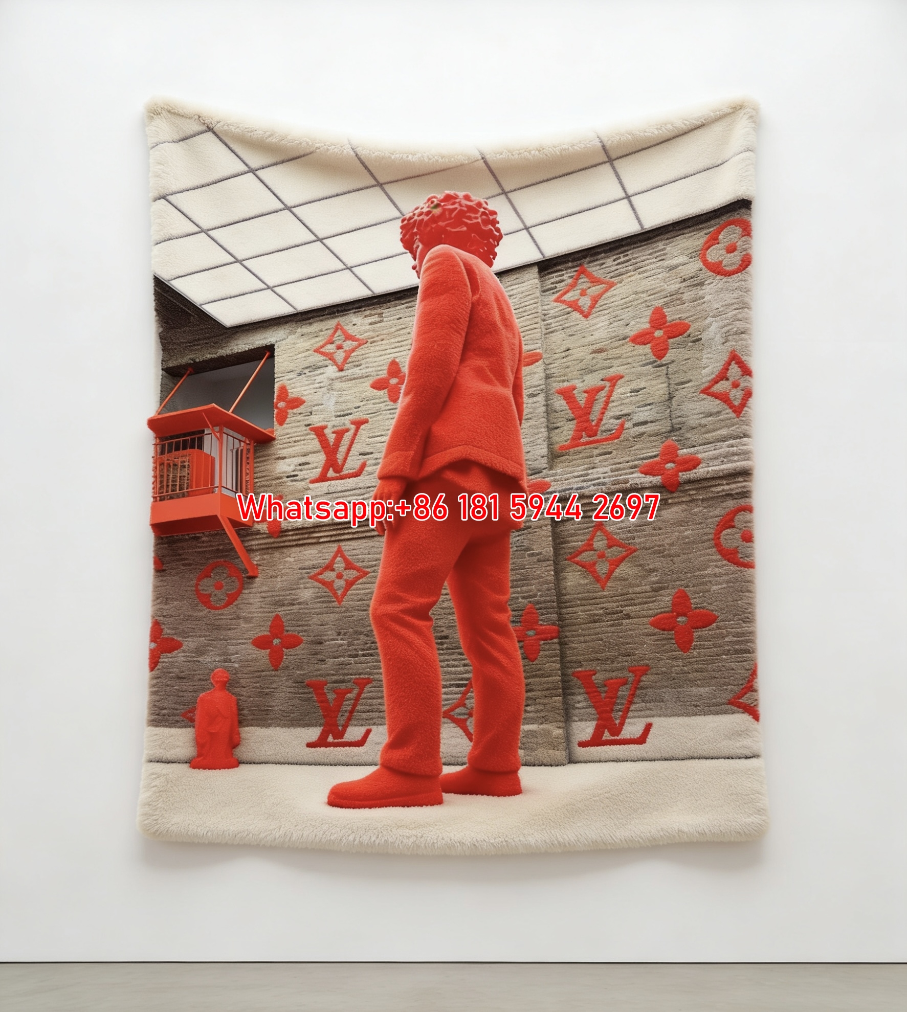 Red LV Sculpture Blanket Bold LV Red Statue Throw 213